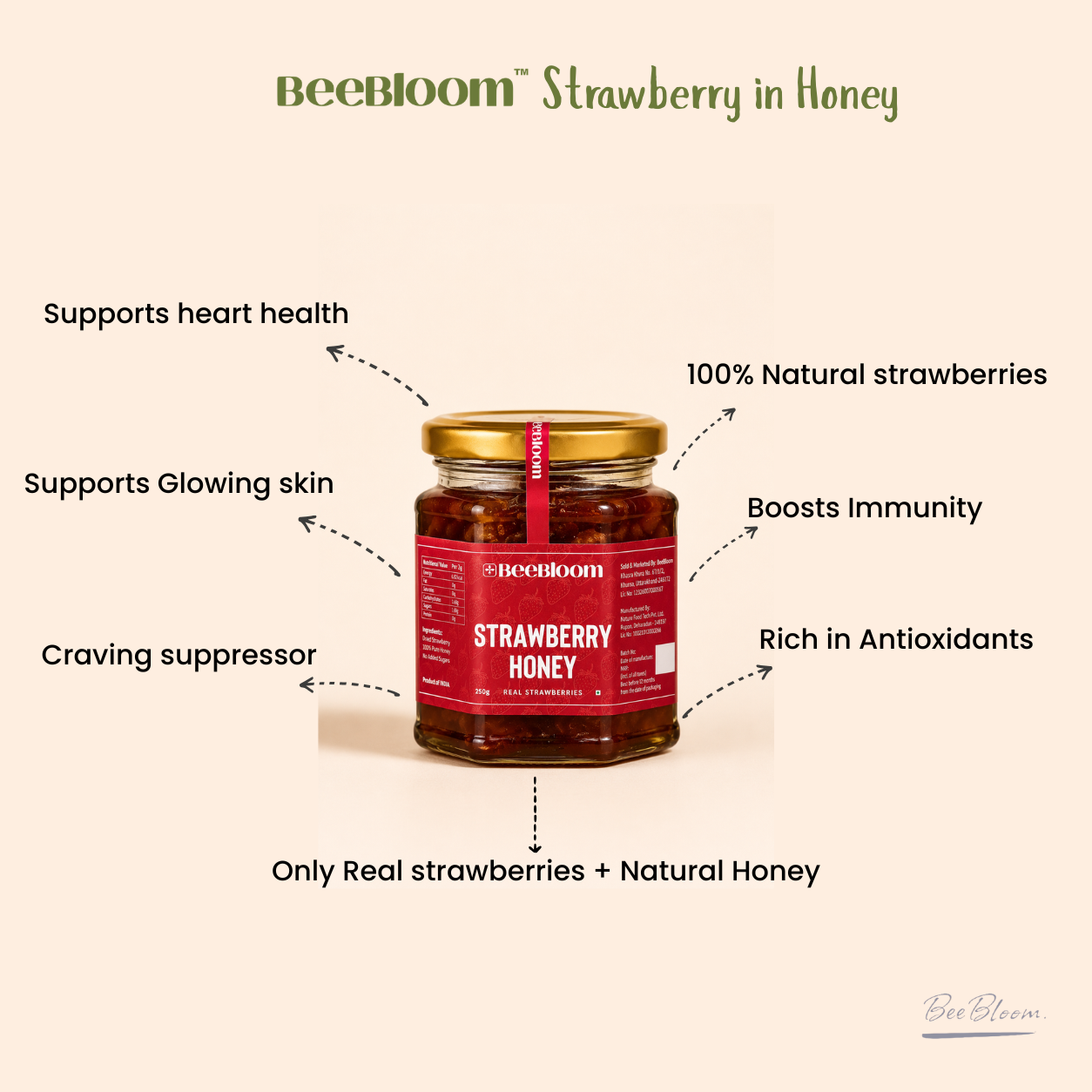 Strawberry Honey – Natural Honey preserved Strawberries