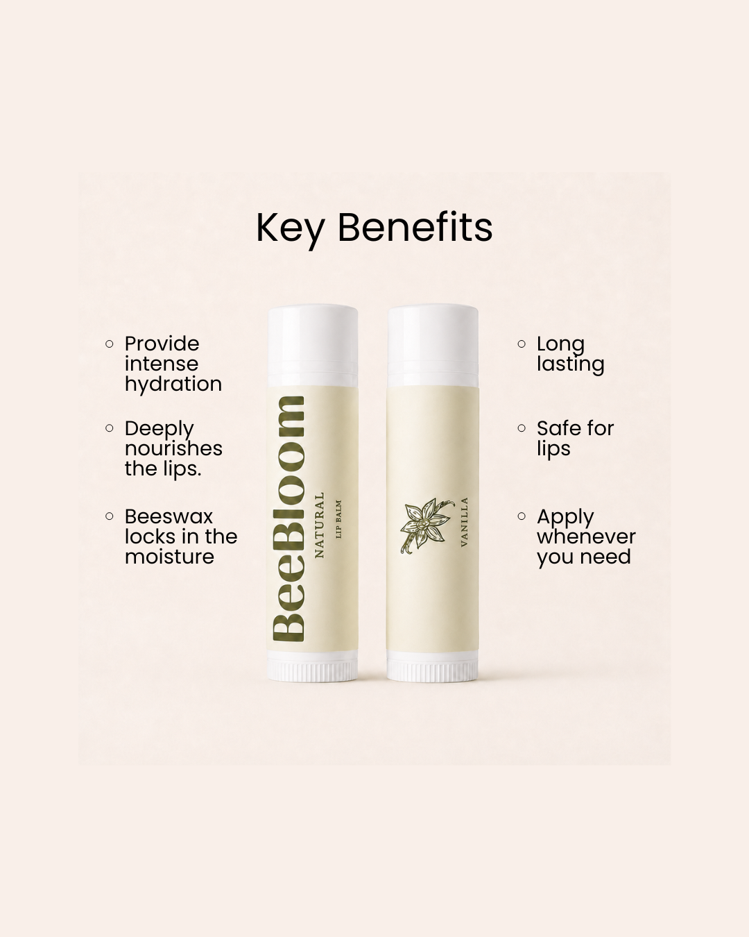 Vanilla Lip Balm 100% Natural (Pack of 2)